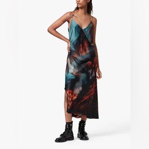 NWOT AllSaints Melody Epiphany Silk Blend Slip Dress in Dusk Red, sz 0 UNWORN